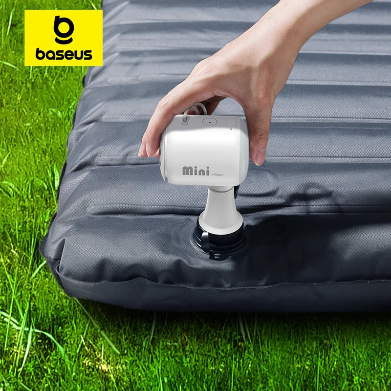 Bomba de Ar Portátil Baseus – Inflador e Desinflador Elétrico Sem Fio, Mini Compressor para Camping, Colchões, Boias e Mais