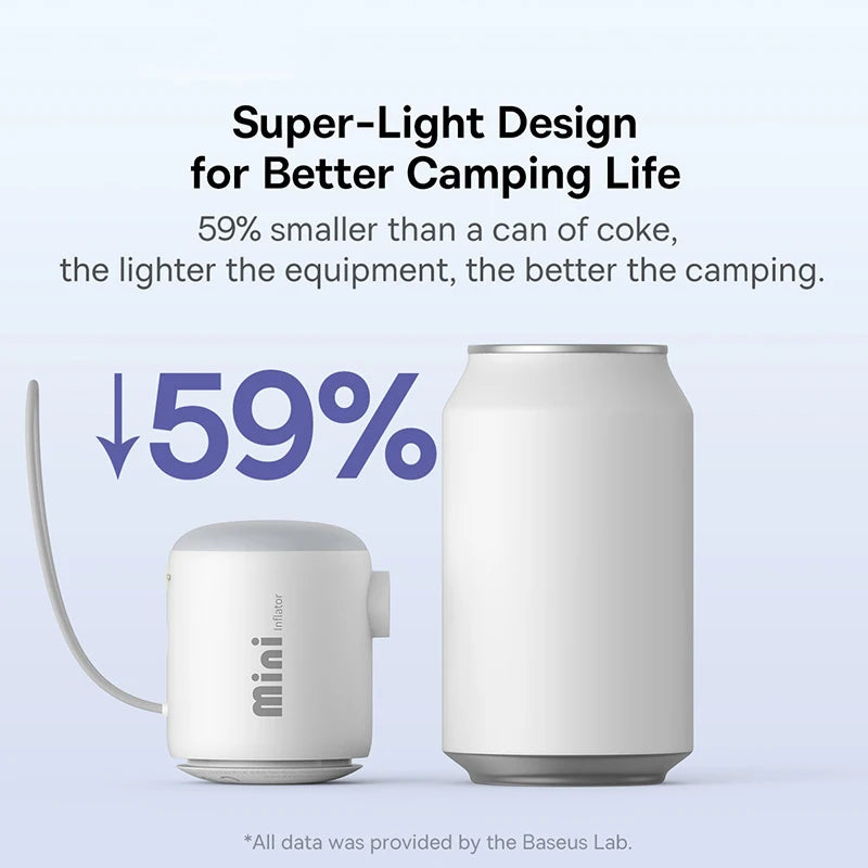 Bomba de Ar Portátil Baseus – Inflador e Desinflador Elétrico Sem Fio, Mini Compressor para Camping, Colchões, Boias e Mais