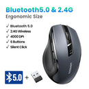 Mouse Sem Fio UGREEN Bluetooth 5.0 + 2.4G – Ergonômico, 4000DPI, 6 Botões Silenciosos, Compatível com PC, MacBook e Tablets