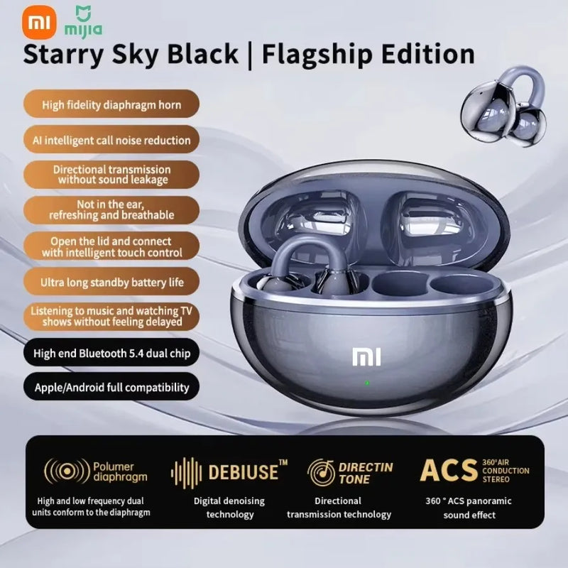 Fones de Ouvido Xiaomi M91 TWS Bluetooth 5.3 – Design Open Ear Clip, ENC para Chamadas, Microfone e Uso Esportivo