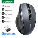 Mouse Sem Fio UGREEN Bluetooth 5.0 + 2.4G – Ergonômico, 4000DPI, 6 Botões Silenciosos, Compatível com PC, MacBook e Tablets
