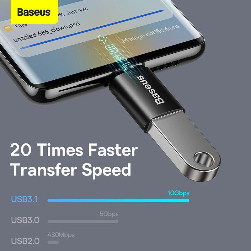 Adaptador OTG Baseus USB-C para USB 3.1 – Converta Seu Dispositivo em Porta USB Completa
